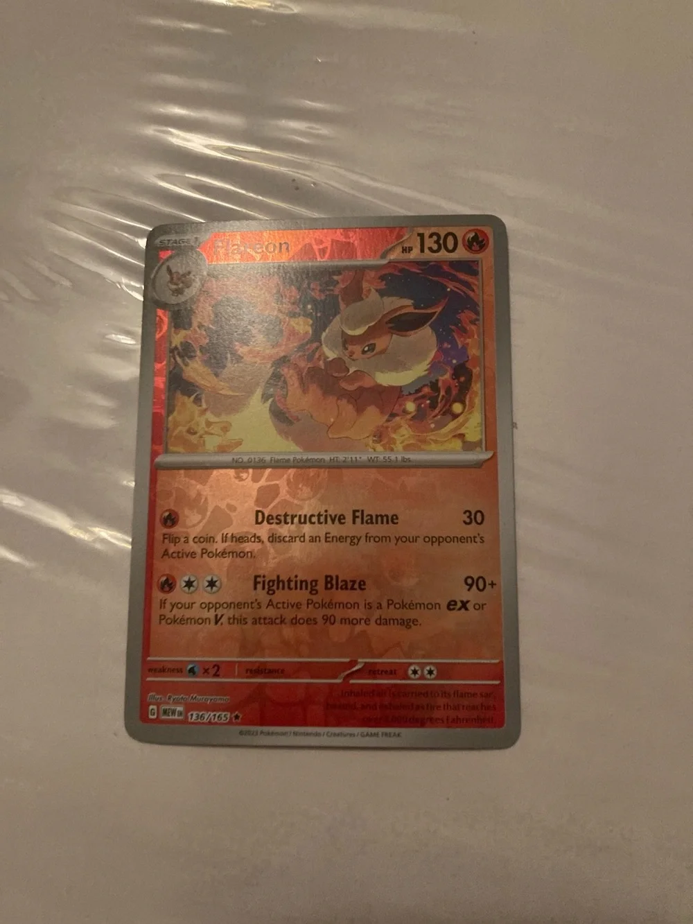 Pokemon Flareon Card - Orange, Red, Yellow